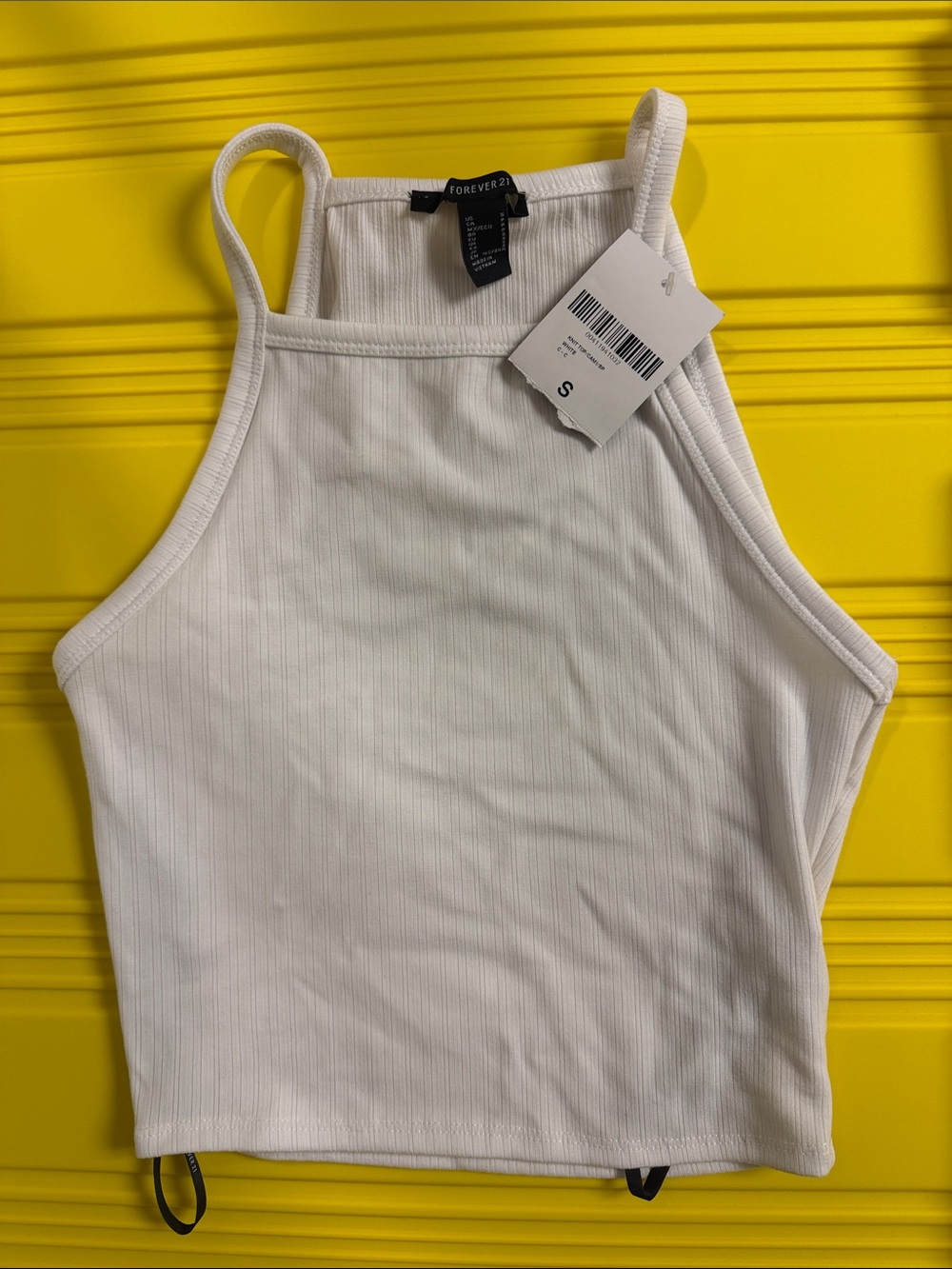 Forever 21 White Ribbed Cropped High-Neck Tank BRAND NEW
